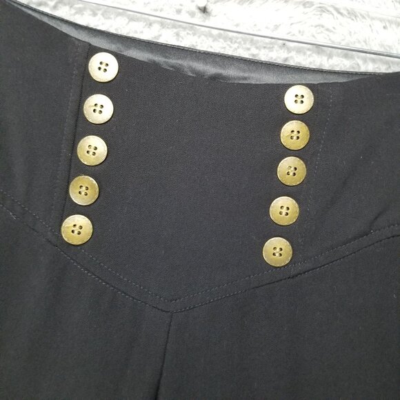 Rampage Pants Womens 1 Black Stretch Mid Rise Solid Button Detail Trouser - Picture 2 of 14